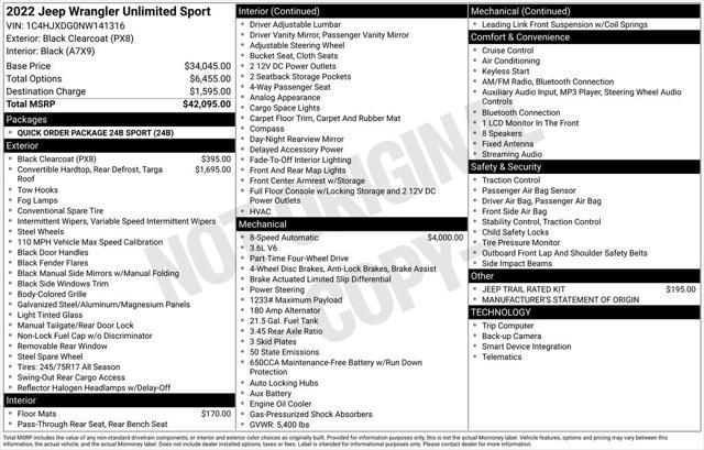2022 Jeep Wrangler Unlimited Sport 4x4