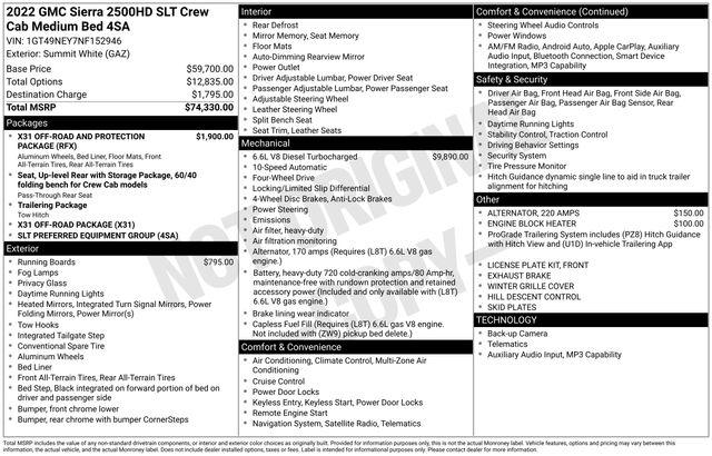 2022 GMC Sierra 2500HD 4WD Crew Cab Standard Bed SLT 2022 GMC Sierra 2500HD 4WD Crew Cab Standard Bed SLT