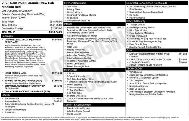 2026 RAM Ram 2500 RAM 2500 LARAMIE CREW CAB 4X4 64 BOX