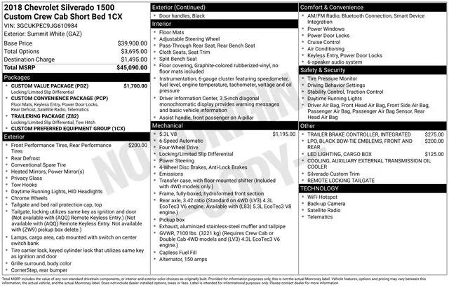 2018 Chevrolet Silverado 1500 Custom 2018 Chevrolet Silverado 1500 Custom