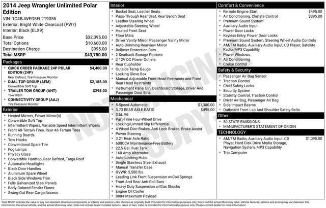 2014 Jeep Wrangler Unlimited Polar Edition 2014 Jeep Wrangler Unlimited Polar Edition