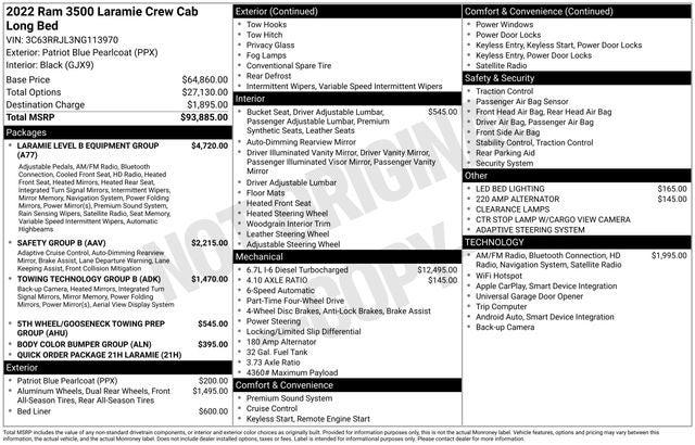 2022 RAM 3500 Laramie Crew Cab 4x4 8 Box 2022 RAM 3500 Laramie Crew Cab 4x4 8 Box