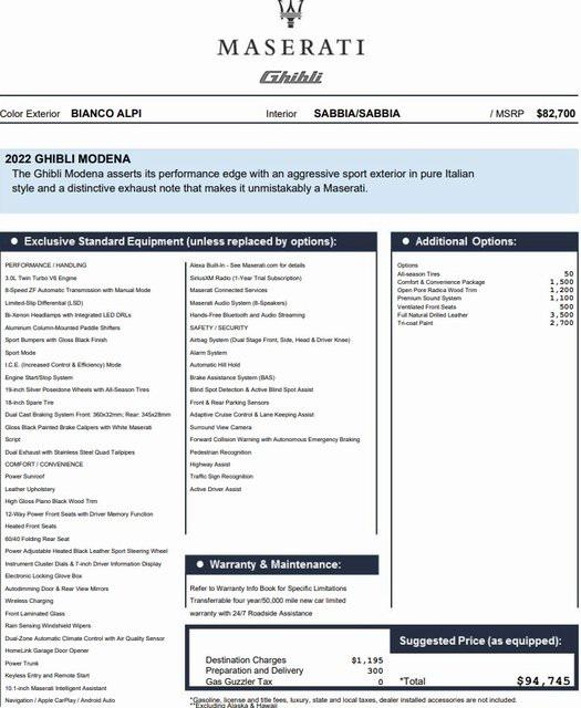 2022 Maserati Ghibli Modena