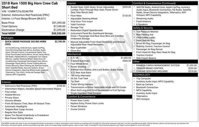 2018 RAM 1500 Big Horn Crew Cab 4x4 57 Box