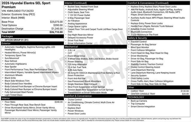 2026 Hyundai Elantra SEL Sport Premium