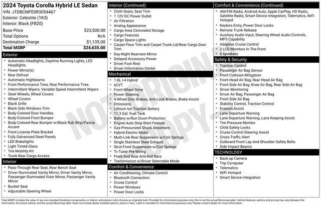 2024 Toyota Corolla Hybrid LE 2024 Toyota Corolla Hybrid LE