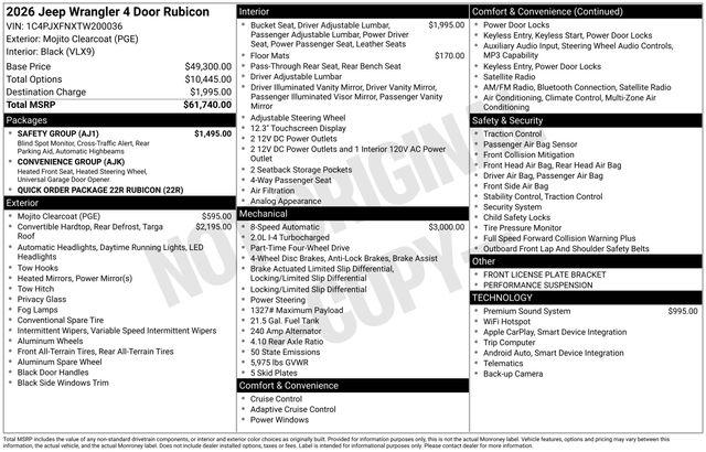 2026 Jeep Wrangler 4-Door Rubicon 4x4