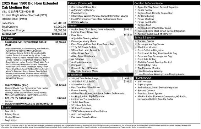 2025 Ram 1500 Big Horn Crew Cab 4x4 6'4" Box