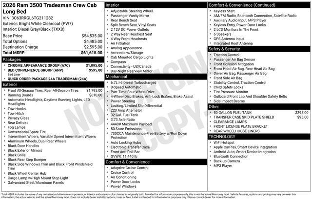 2026 Ram 3500 Tradesman Crew Cab 4x4 8' Box
