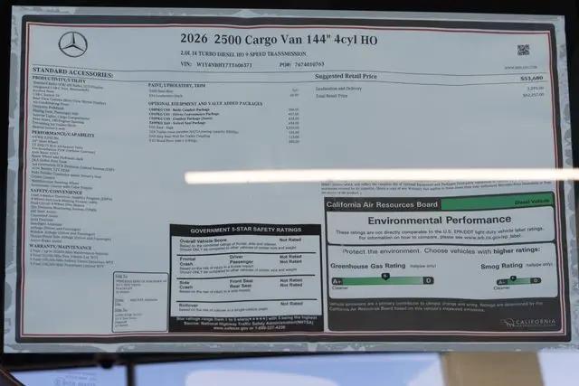 2026 Mercedes-Benz Sprinter 2500 Standard Roof 4-Cyl Diesel HO