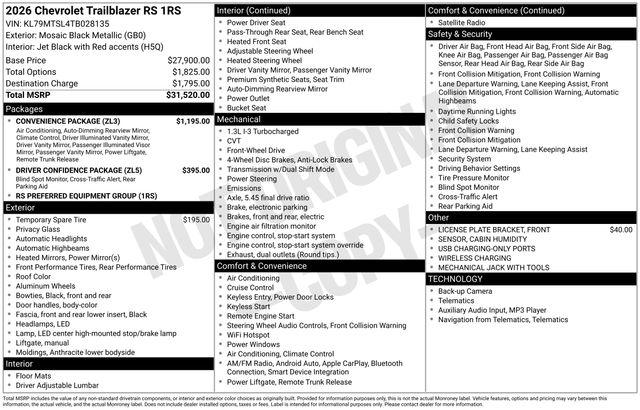 2026 Chevrolet TrailBlazer FWD RS