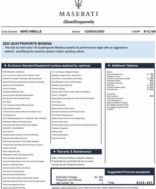 2022 Maserati Quattroporte Modena