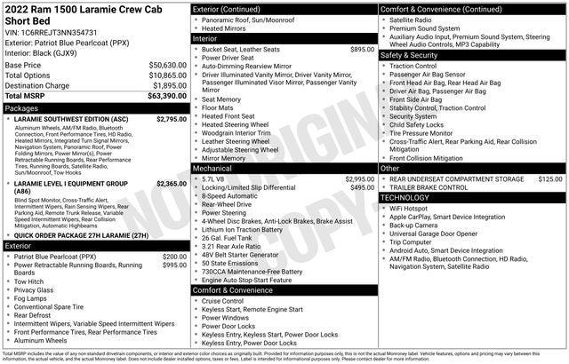 2022 RAM 1500 Laramie Crew Cab 4x2 57 Box 2022 RAM 1500 Laramie Crew Cab 4x2 57 Box