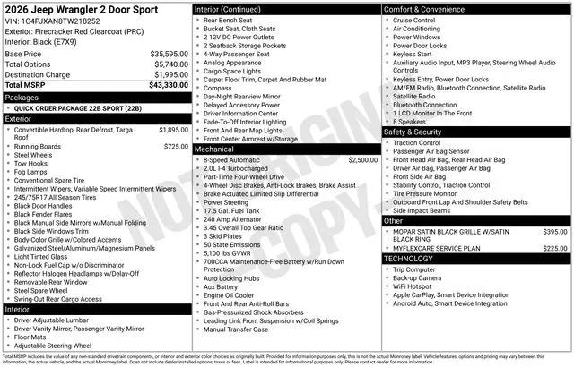 2026 Jeep Wrangler Sport