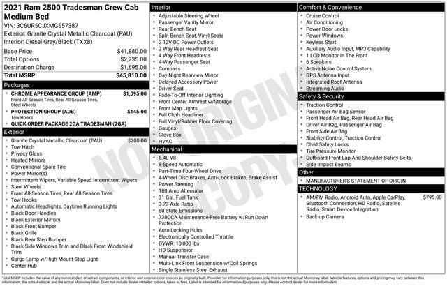 2021 RAM 2500 Tradesman Crew Cab 4x4 64 Box