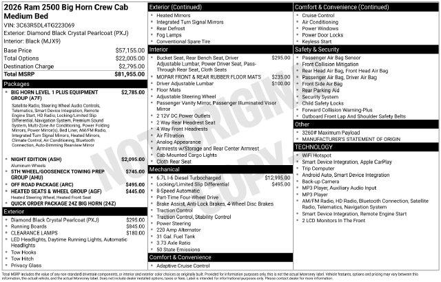 2026 Ram 2500 Big Horn Crew Cab 4x4 64 Box