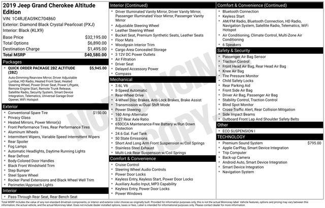 2019 Jeep Grand Cherokee Altitude 4x2