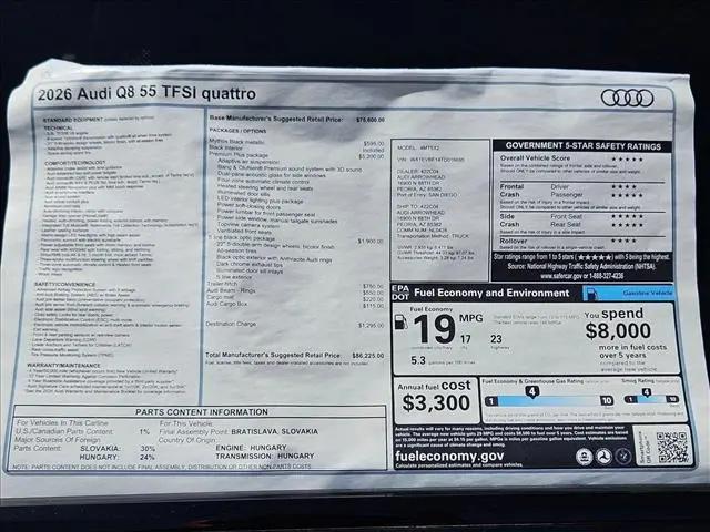 2026 Audi Q8 Premium Plus 55 TFSI quattro Tiptronic