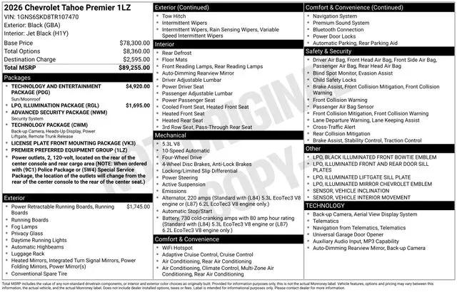2026 Chevrolet Tahoe 4WD Premier