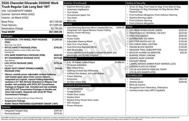 2026 Chevrolet Silverado 3500HD Regular Cab, Long Bed, WT Dual Rear Wheel, RWD