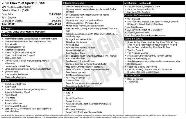 2020 Chevrolet Spark FWD LS Automatic