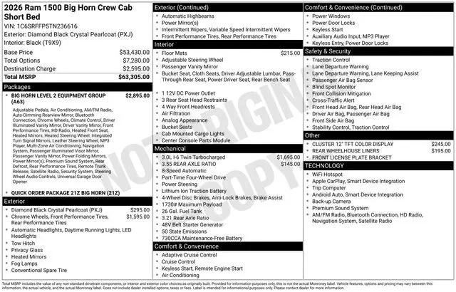 2026 Ram 1500 Big Horn Crew Cab 4x4 5'7" Box