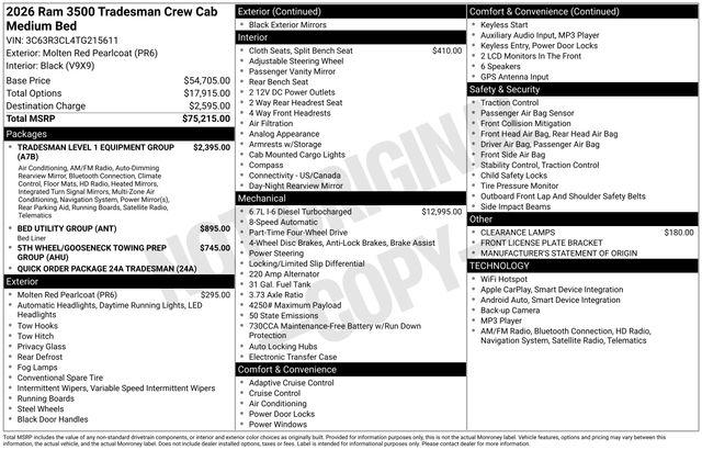 2026 Ram 3500 Tradesman Crew Cab 4x4 6'4" Box