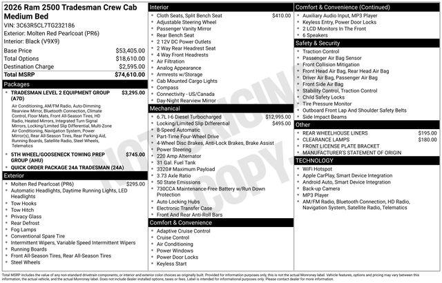 2026 Ram 2500 Tradesman Crew Cab 4x4 6'4" Box