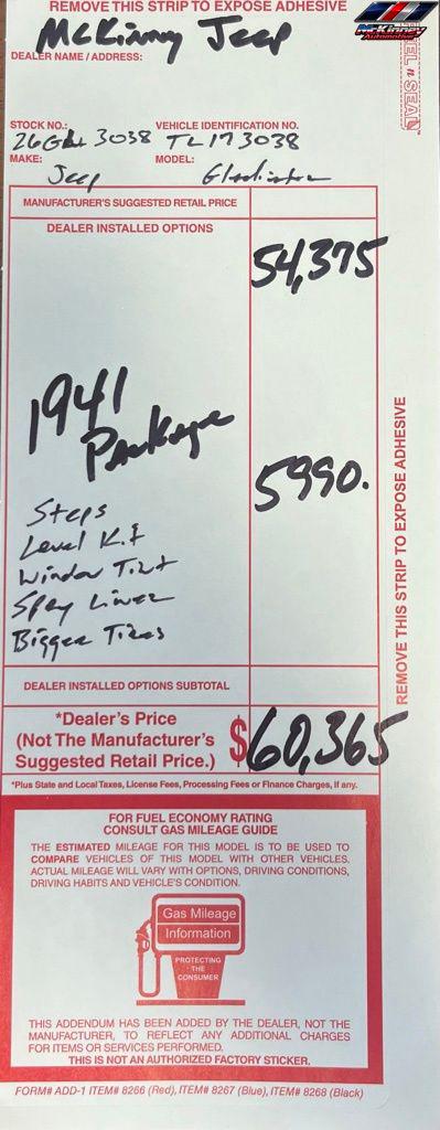 2026 Jeep Gladiator GLADIATOR WILLYS 41 4X4