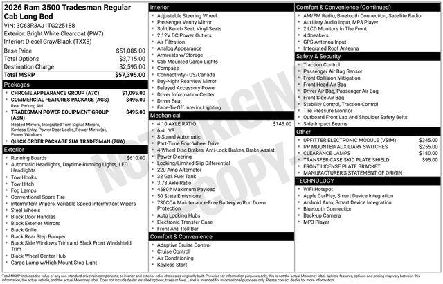 2026 Ram 3500 Tradesman Regular Cab 4x4 8' Box