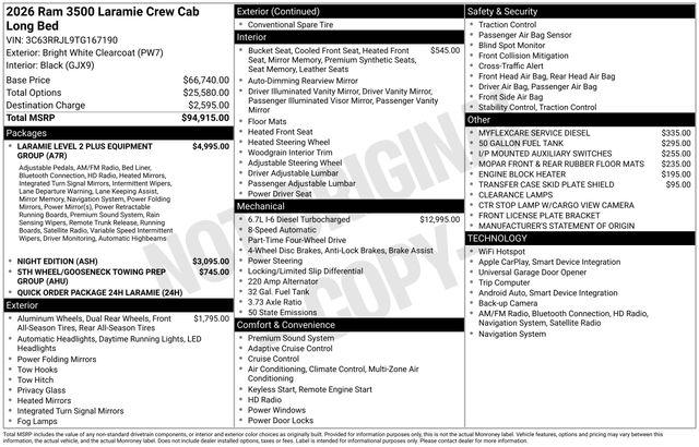 2026 Ram 3500 Laramie Crew Cab 4x4 8' Box