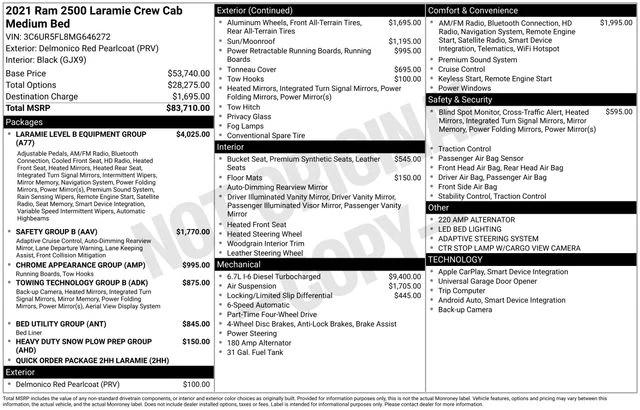 2021 Jeep Ram 2500 Laramie Crew Cab 4x4 6'4" Box