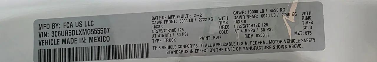 2021 Jeep Ram 2500 Big Horn Crew Cab 4x4 6'4" Box
