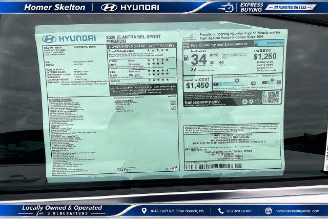 New 2026 Hyundai Elantra SEL Sport Premium For Sale in Olive Branch, MS