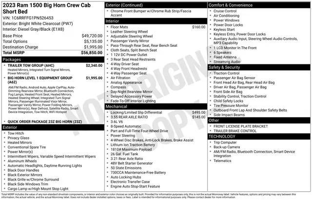 2023 Ram 1500 Big Horn Crew Cab 4x4 5'7" Box