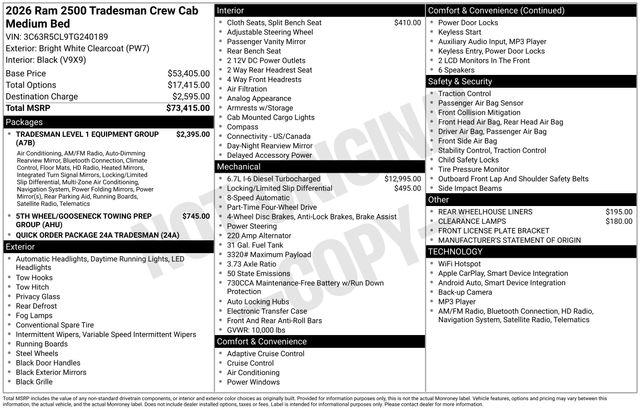 2026 Ram 2500 Tradesman Crew Cab 4x4 6'4" Box