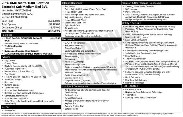 2026 GMC Sierra 1500 Double Cab, Standard Bed, Elevation, 4WD