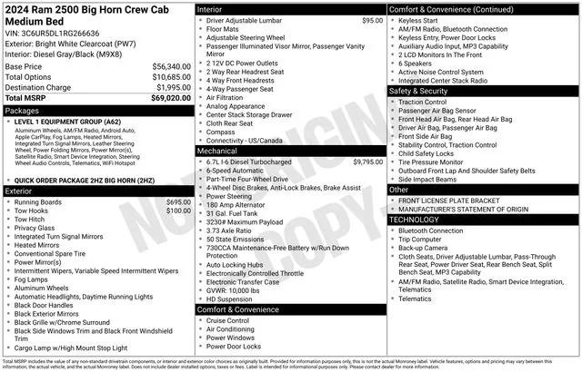 2024 RAM 2500 Big Horn Crew Cab 4x4 64 Box 2024 RAM 2500 Big Horn Crew Cab 4x4 64 Box