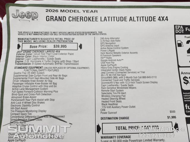 2026 Jeep Grand Cherokee Altitude 4x4
