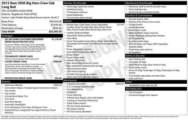 2012 RAM 3500 SLT 2012 RAM 3500 SLT