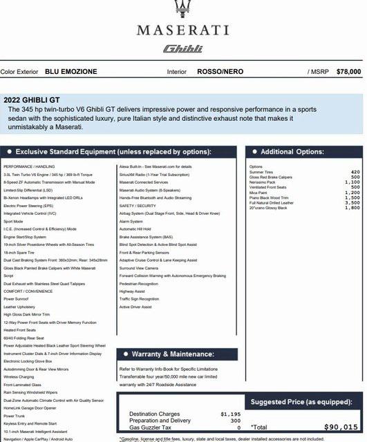 2022 Maserati Ghibli GT 2022 Maserati Ghibli GT
