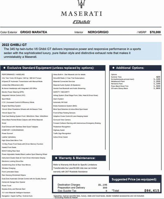2022 Maserati Ghibli GT