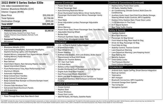 2022 BMW 530e 530e iPerformance