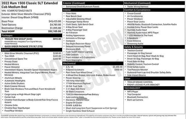 2022 Ram 1500 Classic SLT Quad Cab 4x4 6'4" Box
