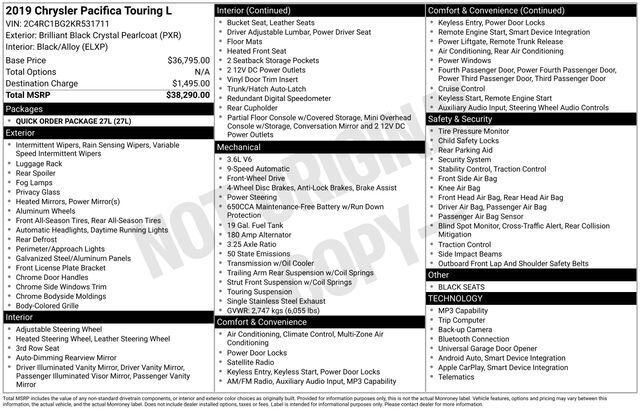 2019 Chrysler Pacifica Touring L