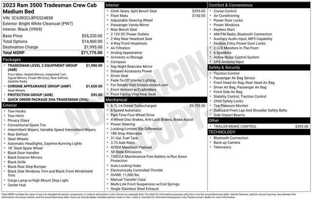 2023 RAM 3500 Tradesman Crew Cab 4x4 64 Box