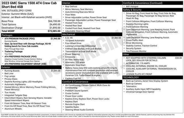2023 GMC Sierra 1500 4WD Crew Cab Short Box AT4