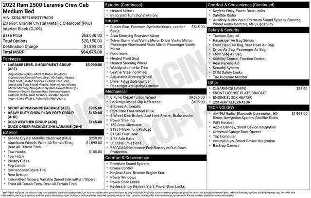 2022 RAM 2500 Laramie Crew Cab 4x4 64 Box