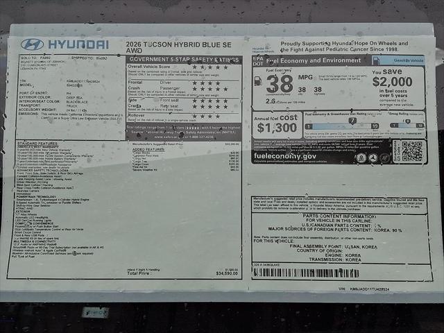 2026 Hyundai Tucson Hybrid Blue SE