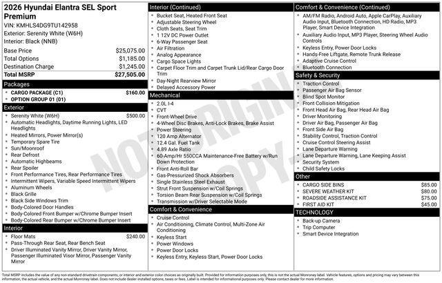 2026 Hyundai Elantra SEL Sport Premium